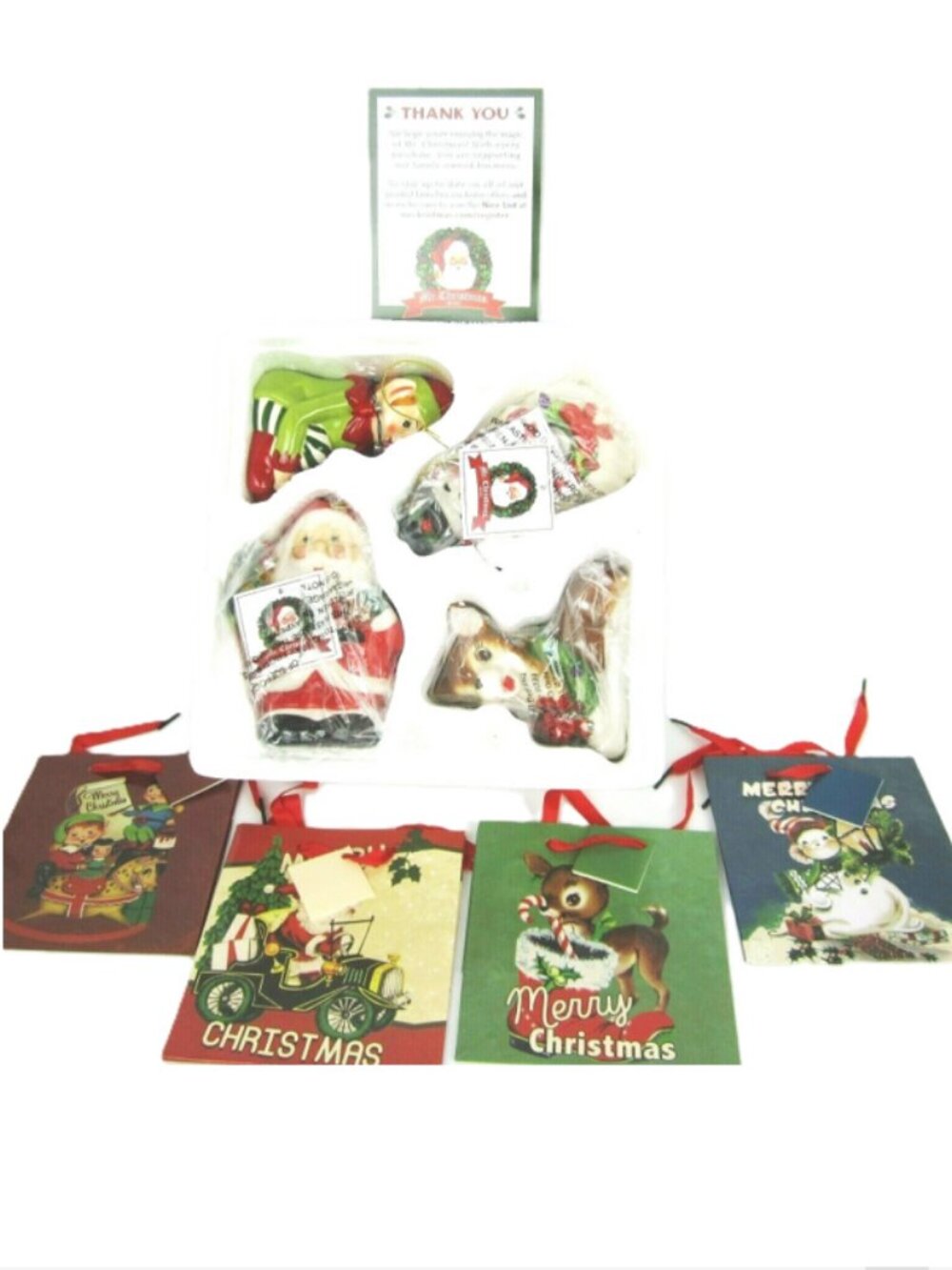Mr. Christmas NEW Light Up Nostalgic Holiday 4 Large 5" Standing Shelf Sitters